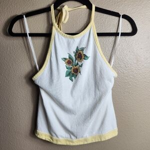 American Eagle Womens |M| Ivory Sunflower Halter Top